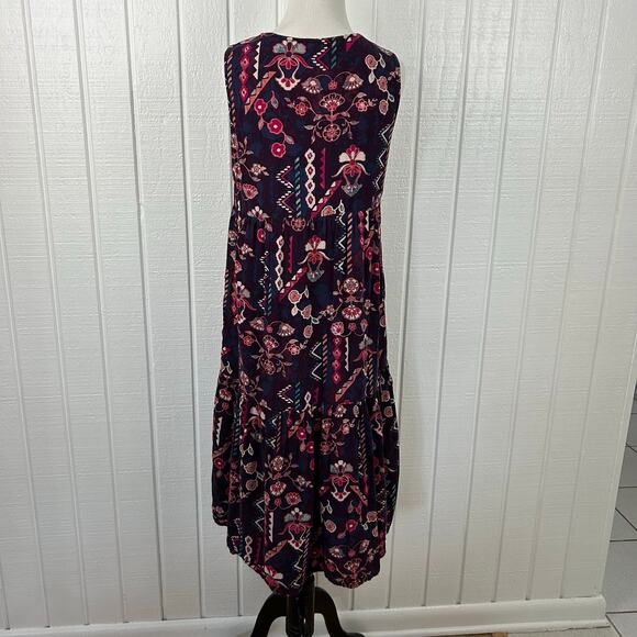 BeachLunchLounge Women Dress Boho Beach Midi Tiered Purple Sleeveless Size XS - Picture 5 of 7